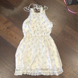 Blue and White Abercrombie and Fitch High Neck Mini Dress